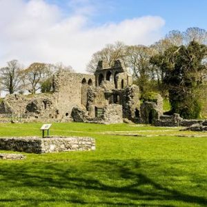 Inch Abbey Ruinas de um castelo antigo na Irlanda do Norte Reino Unido
